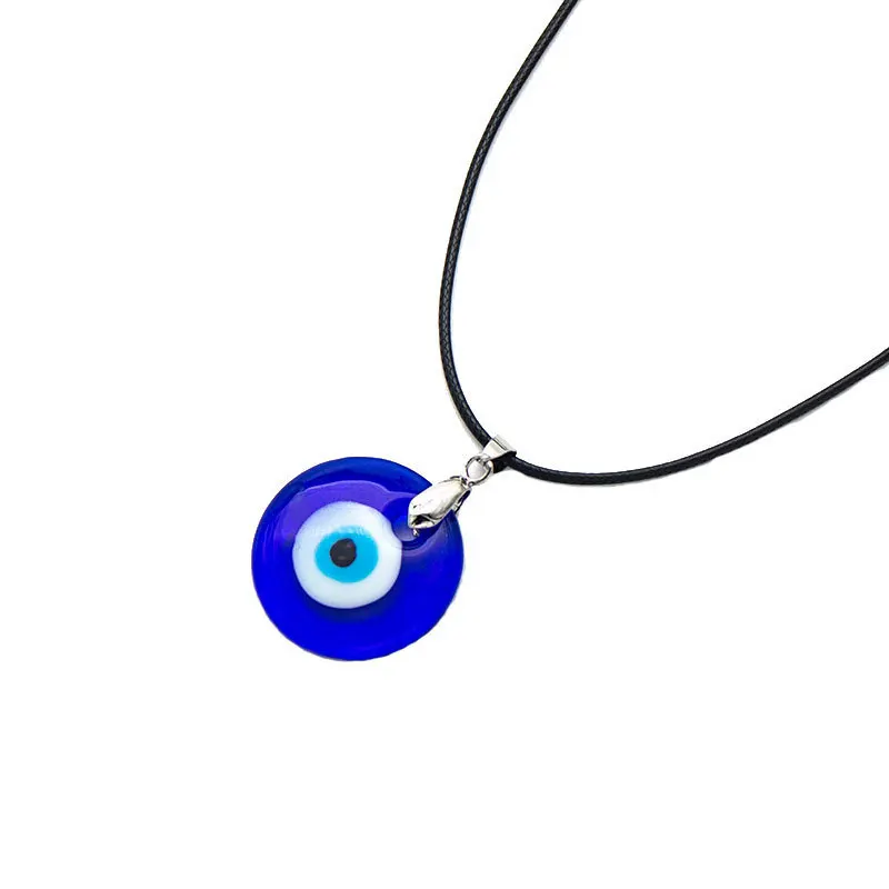 2021 New Fashion Women Blue Glass Evil Eye Pendant Charms Necklace Evil Eye Pendant Necklace Jewelry Accessories