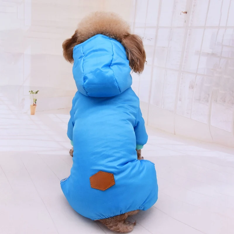 Зимний флисовый комбинезон маленькая собака щенок пальто костюм для животных 4 брюки с широкими штанинами ветрозащитная теплая толстовка с капюшоном для собаки, Костюмы