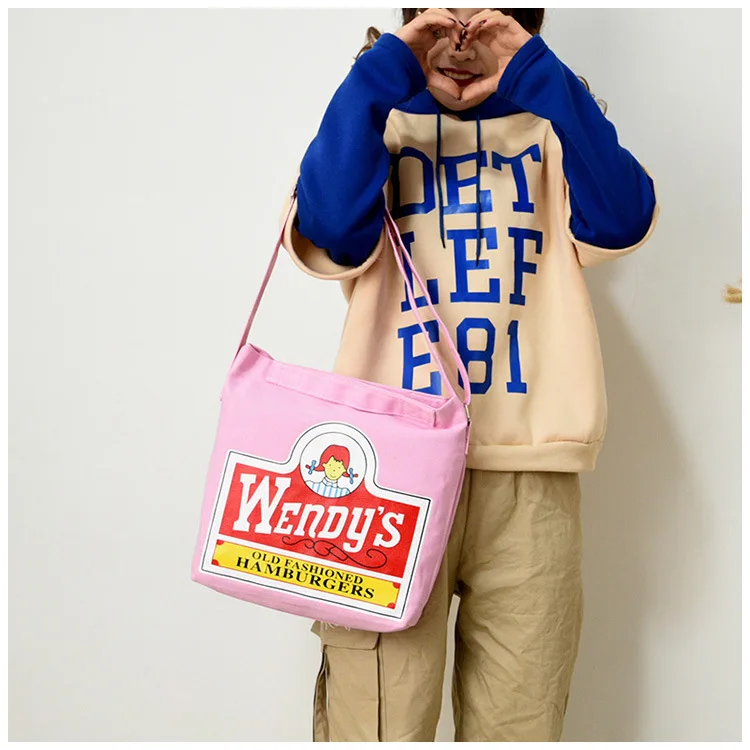 Cross Border for New Style Single-shoulder Canvas Bag Japanese Style Cartoon WOMEN'S Messenger Bag Women's College Student