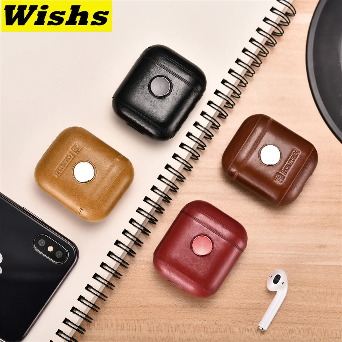 

Luxury Fidget Spinner Bluetooth Wireless Earphone really Leather Case Cover For Apple AirPods 1&2 Funda Cover Charging Box Cases
