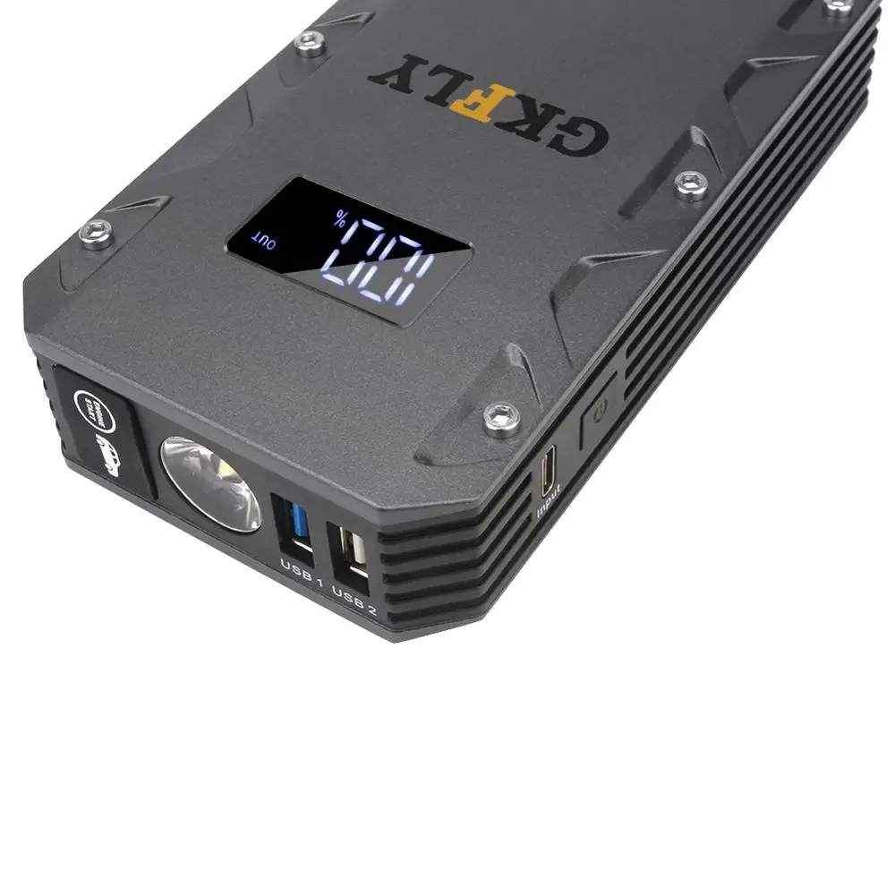 GKFLY High Capacity Mini Jump Starter 12V 1500A Starting Cables Device Multi-function Portable Powe