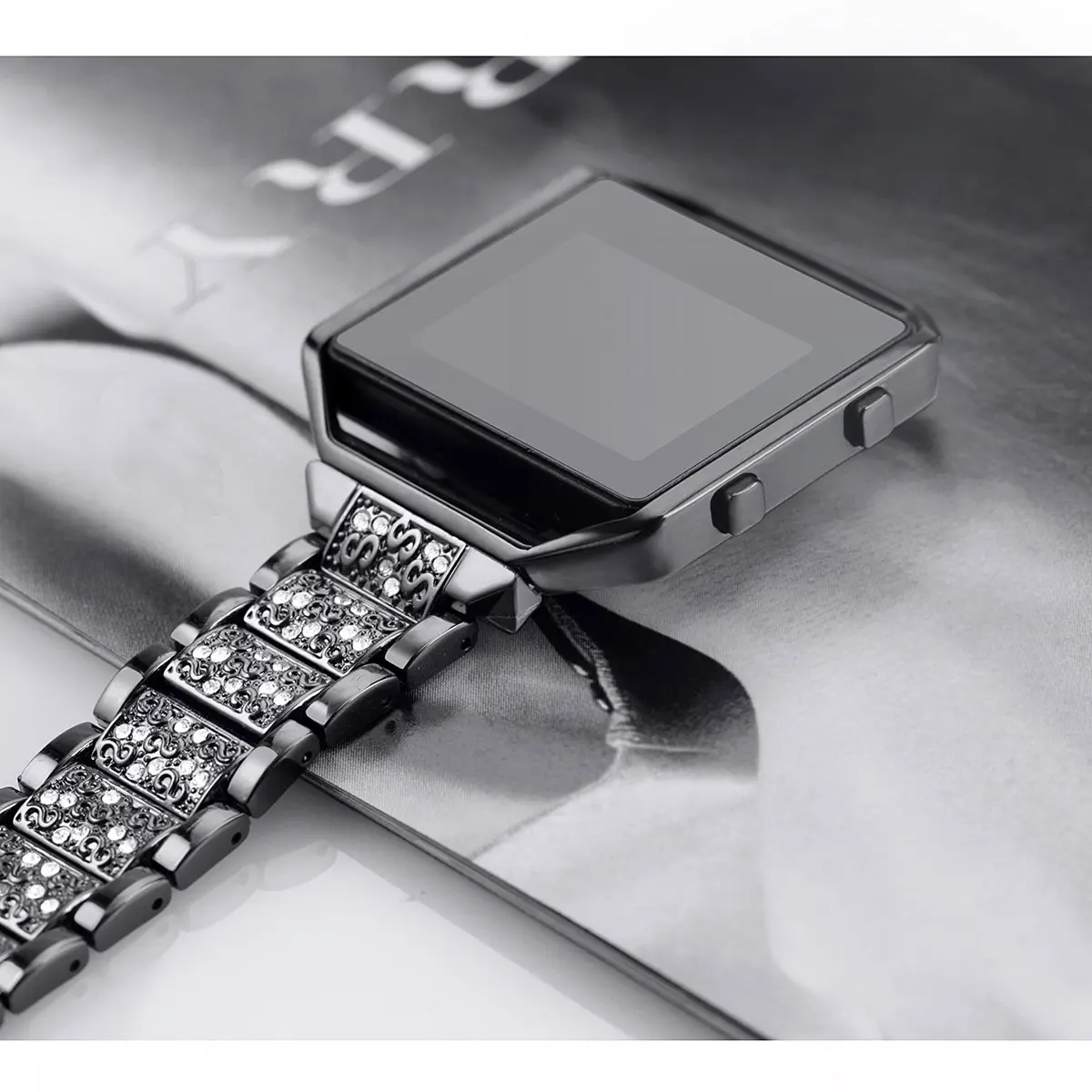 OULUCCI ремешки из нержавеющей стали с рамкой совместимы с Fitbit Blaze Rhinestone Bling запасные аксессуары, ремни для женщин