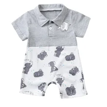 

Baby Elephant Print Romper Short Sleeve Animal New Born Baby Boys Girls Cotton Jumpsuits Sumemr Cute Infant Clothing 0-12M D30