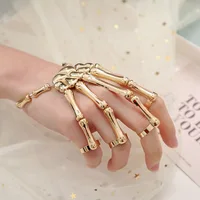 Bracelet squelette pour femmes, style gothique punk, crâne, élastique, réglable, accessoires pour fête d'Halloween 4