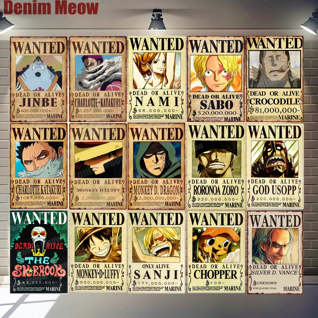 Wanted Plaque Vintage Metal Tin Signs Home Bar Pub Decorative Plate One Piece Wall Stickers Iron Art Poster Anime Fan S Gift Mn4 Aliexpress Home Garden