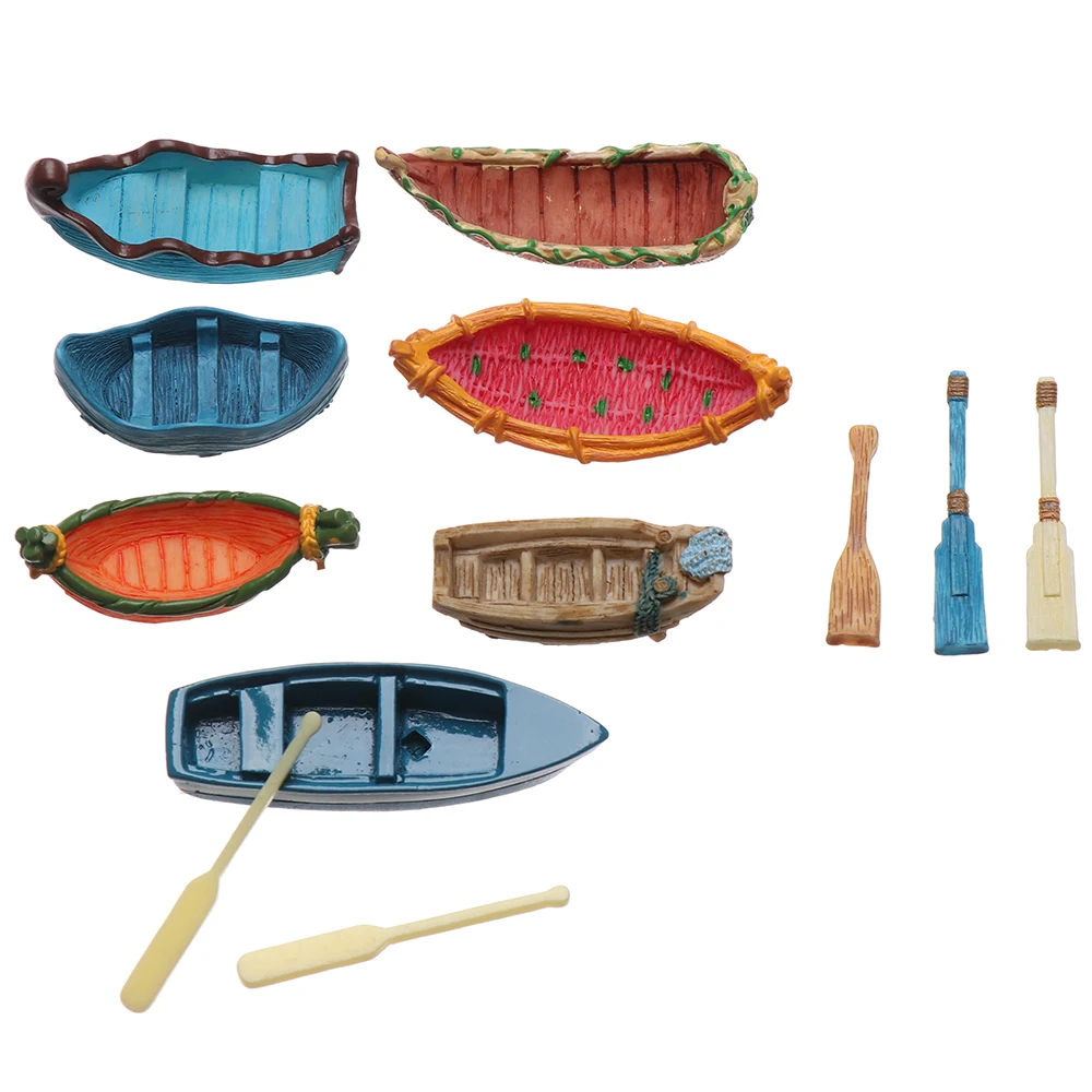 Resin Miniature Boat Figurine for Fairy Garden Terrarium Decor