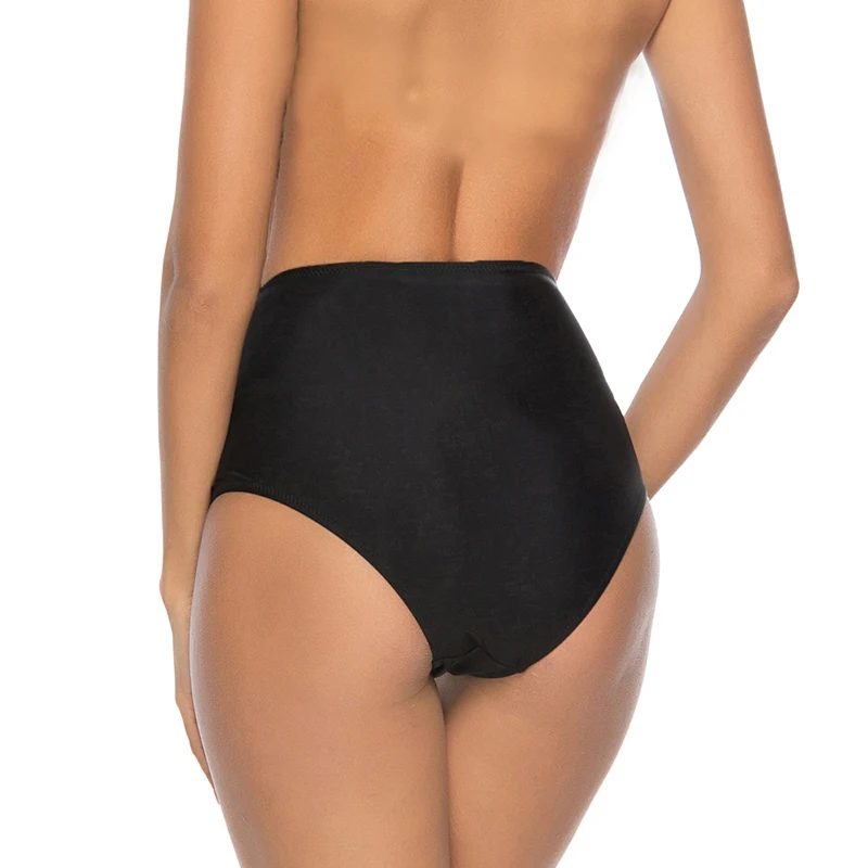 Women Sexy Bikini Bottom Hole Out Trunks Halter High Waist Swimwear Backless High Cut Bikini Female Tankini Shorts