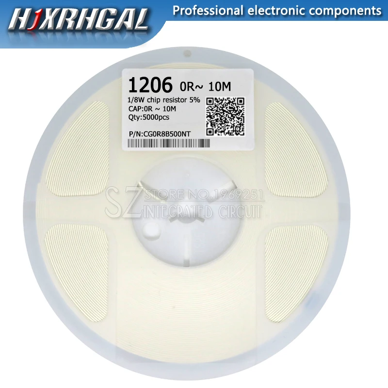 5000 шт. 1206 SMD резистор 0R~ 10M 1/2 Вт, для детей 0, 1, 10 100 150 220 330 Ом 1K 2,2 K 10K 100K 0R 1R 10R 100R 150R 220R 330R