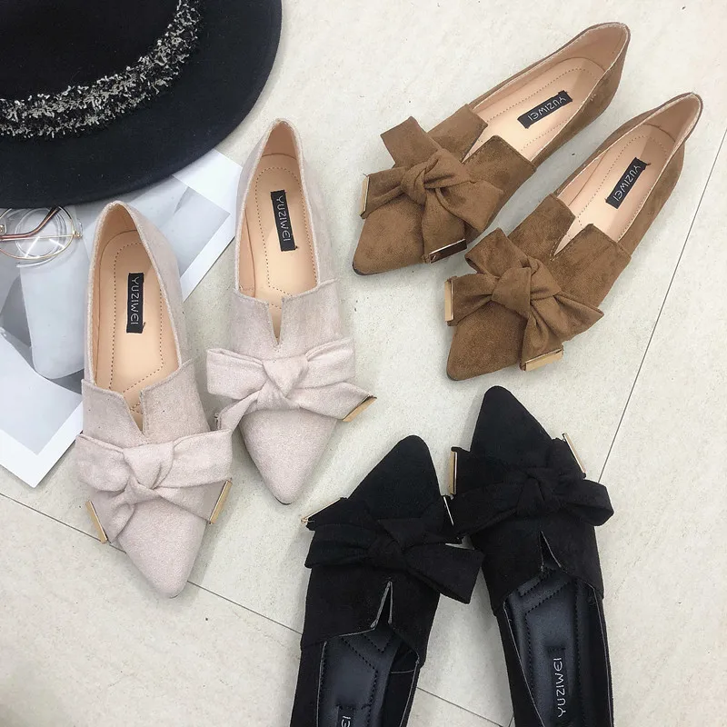 

Flat slim professional OL women's shoes light mouth pointed work shoes flat-colored suede casual shoes Loafers Feminino U19-98