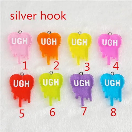 silver hook 15 шт. 26*35 мм полимерные Амулеты с плоской задней частью, ожерелье, подвеска, брелок, серьги, сделай сам, для скрапбукинга, украшения, деко - Окраска металла: silver hook
