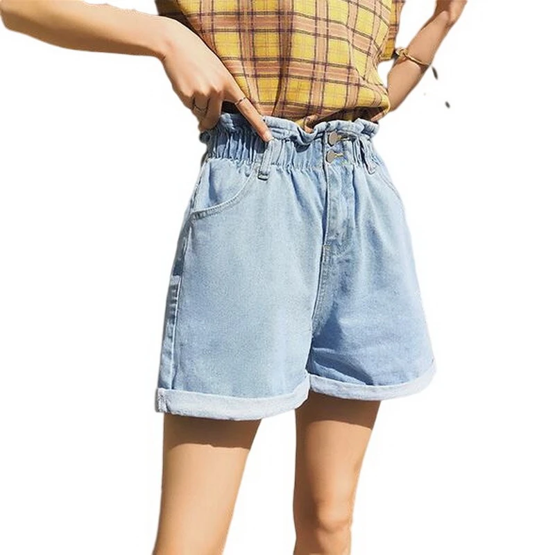 high waisted baggy denim shorts