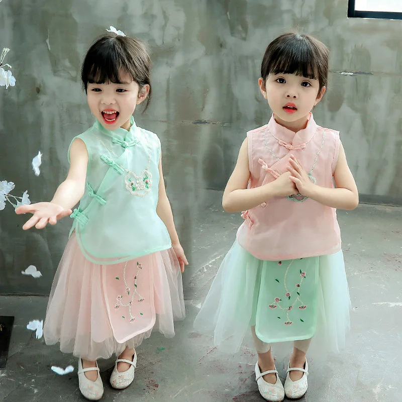 Костюм для маленьких девочек китайского традиционного танца Элегантный костюм