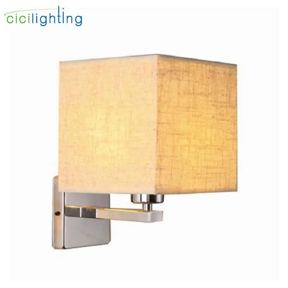 Lâmpada de Parede Moderna Lâmpada Cabeceira Quarto Hotel Escada Arandelas Parede Iluminação Aço Inoxidável Preto Branco Tecido Abajur Dispositivo Elétrico Led