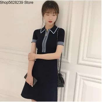 

French Elegant 202020 Summer Women's Wear Sports Wind Polo Collar Knitting Women's Wear Dress