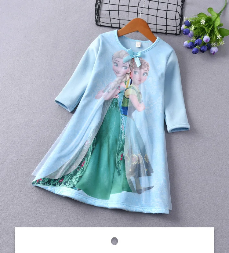 Весенне-осенняя ночная рубашка для девочек с изображением Анны и Эльзы; новая весенняя пижама с длинными рукавами для маленьких девочек; одежда для сна; детское платье; ночная рубашка