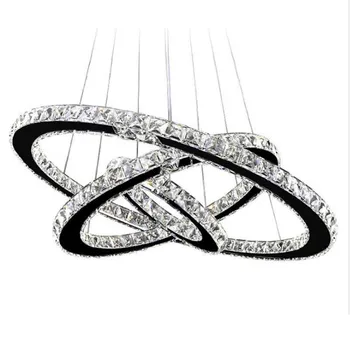 

New Stainless steel crystal Pendant Light three rings led lamps Bright restaurant led Pendant lamps led lustre lighting