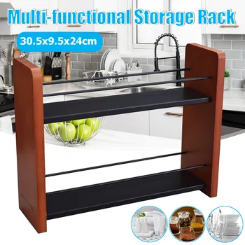 

2 Tier Kitchen Cabinet Cupboard Organizer Adjustable Kitchen Storage Shelf Spice Rack Countertop Organizer Cabinet Storage Stand