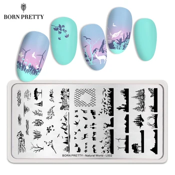 

BORN PRETTY Nail Stamp Plate Animal Tree Pattern Nail Image Stamping Plate Stainless Steel Nail Stencil Tools Natural World L002