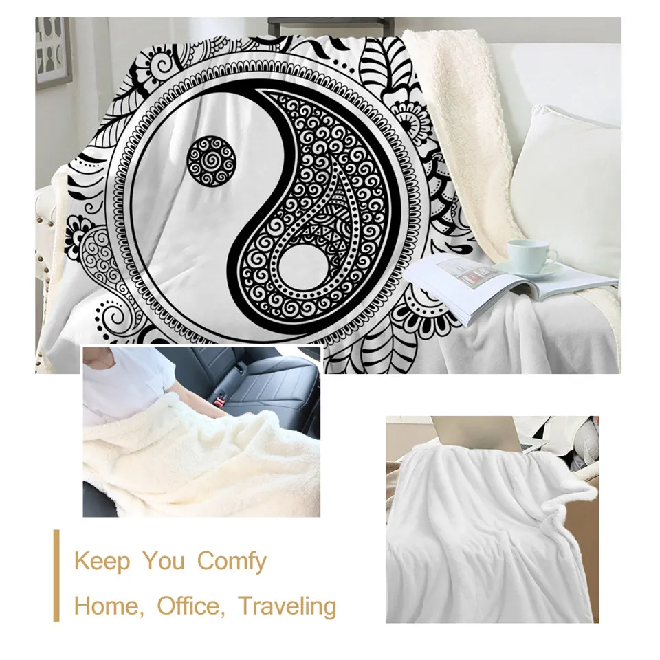 BeddingOutlet Флисовое одеяло Tai Chi Sherpa мягкие одеяла с пейсли Инь и Ян покрывала из