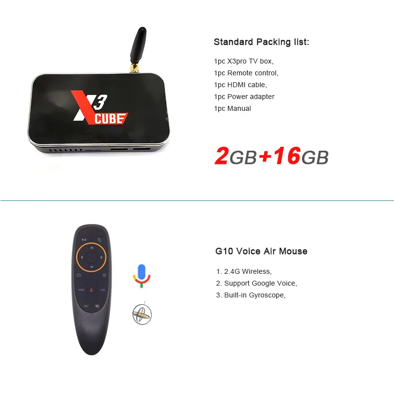 Ugoos X3cube Smart tv Box Amlogic S905X3 Android 9,0 tv Box 2GB LPDDR4 16GB eMMC 2,4G WiFi 4K медиаплеер X3 Cube телеприставка - Цвет: 2GB 16GB G10