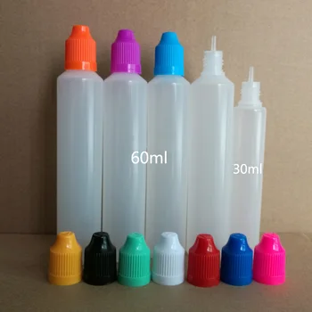 

100pcs 60ml Long Style Dropper bottle with Childproof caps and long fine tips, Empty Pen Shape E liquid E juice Container C_007