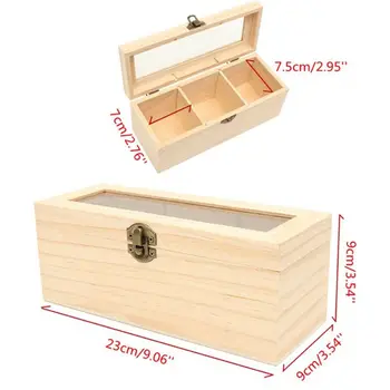 

Wooden Tea Box 3 Compartments Storage Container Jewelry Accessories Box E7CB