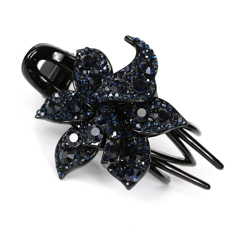 Dark blue C Корейская мода заколка для волос с кристаллами женские заколки для волос топ боковой зажим Стразы зажим «утиный клюв» ювелирные изделия для волос девушка аксессуары для волос - Цвет: Dark blue C