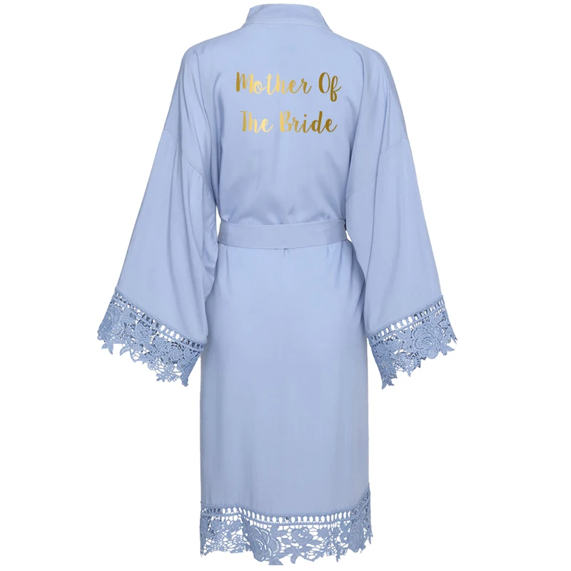 Light b mother b YUXINBRIDAL, новинка, темно-синее однотонное хлопковое кимоно, халаты с кружевной отделкой, женский свадебный халат для невесты, халат, одежда для сна, белое платье для подружки невесты - Цвет: Light b mother b