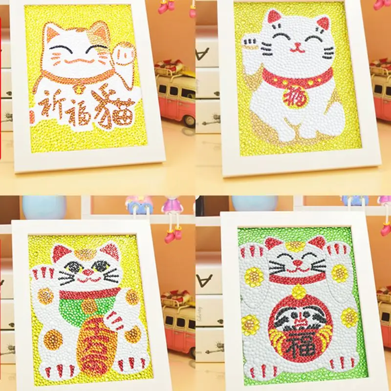Кошка, кошка, сделай сам, 5D, полная дрель, круглая Алмазная картина, картина, Набор для вышивки крестиком, вышивка ручной работы, домашний декор с рамкой для детей