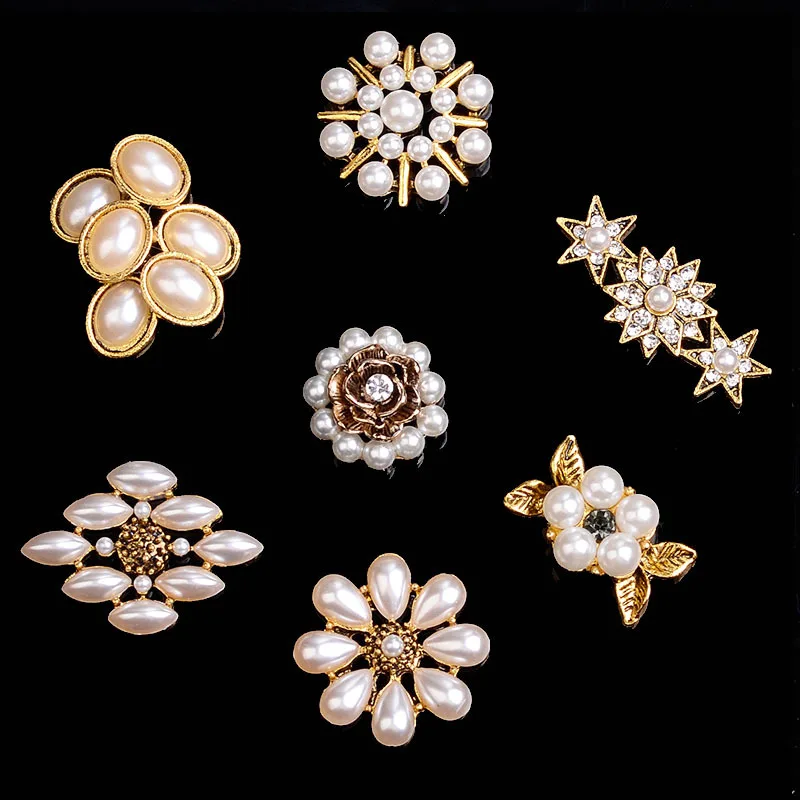 

50pcs Anti-Gold Color Zinc Alloy Material Imitation Pearl Flower Charm Pendant for Hair DIY Handmade Jewelry Making Wholesale