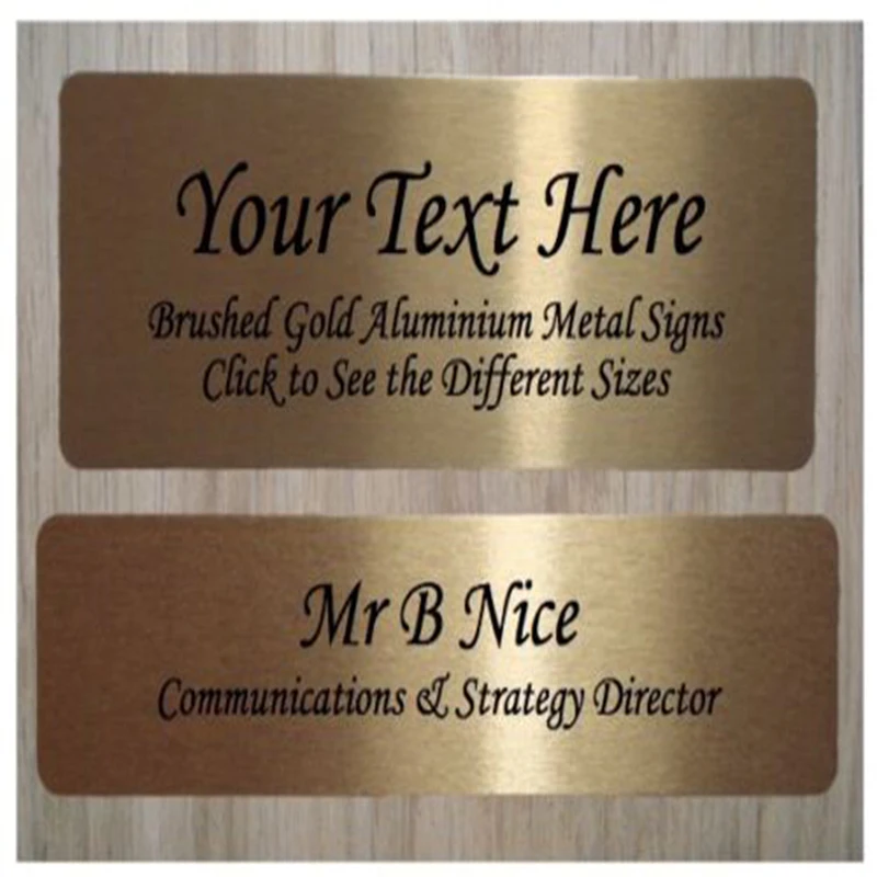 

BRUSHED GOLD SIGN: ADD TEXT to PERSONALISE Custom-Made Blank Home Office Plaque