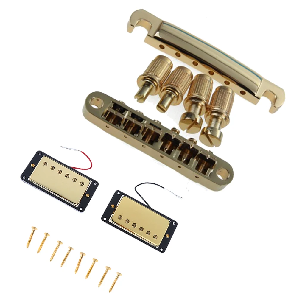 Золотистый нижний порожек хвостовой+ запечатанный хамбакер комплект звукоснимателей регулировочные винты для Гитара Les Paul