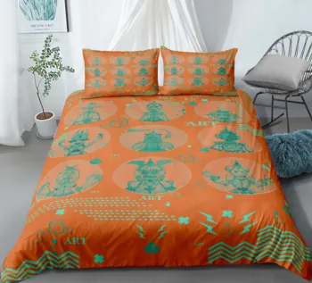 

Abstract Art Alien Bedding Set Bedroom Decor Doona Hypoallergenic Orange Background Zipper 1PC Duvet Cover with Pillowcases