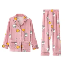 Милые фланелевые зимние пижамы с рисунком животных, набор для женщин и мужчин, плюшевая тканевая Пижама, Пижамный костюм, домашняя одежда