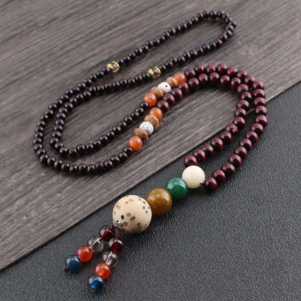 Retro Ethnic Wooden Beads Handmade Pendant Necklace Long Sweater Chain N021 - Image 5
