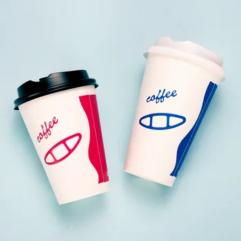 

50pcs High quality creative couple favors drinking paper cups white disposable cups party favors milk tea coffee cup with lid