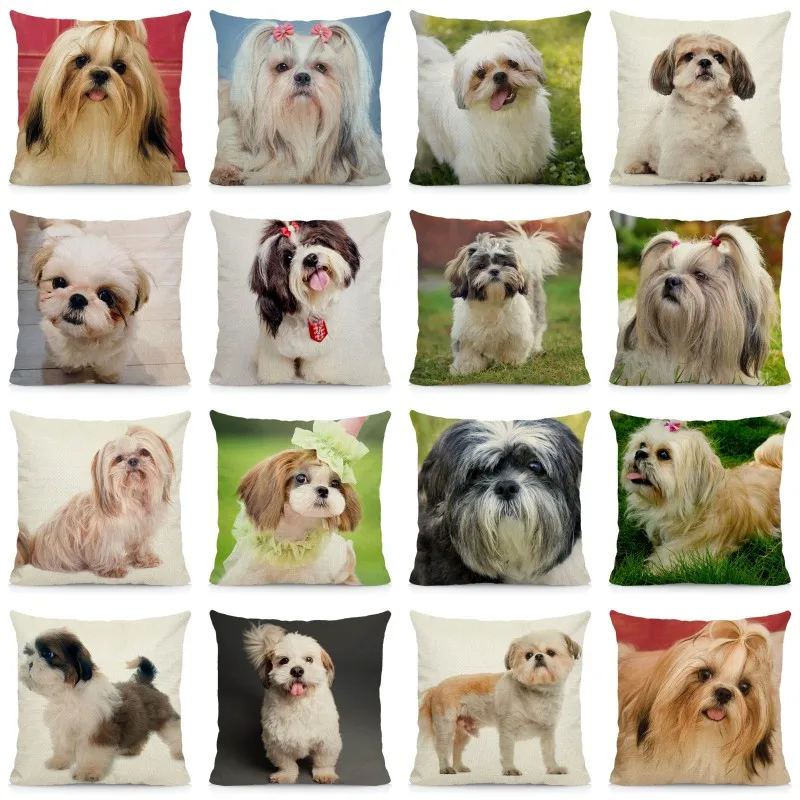 XUNYU чехол для подушки 45x45 милый Shih Tzu Наволочка украшения дома декоративный