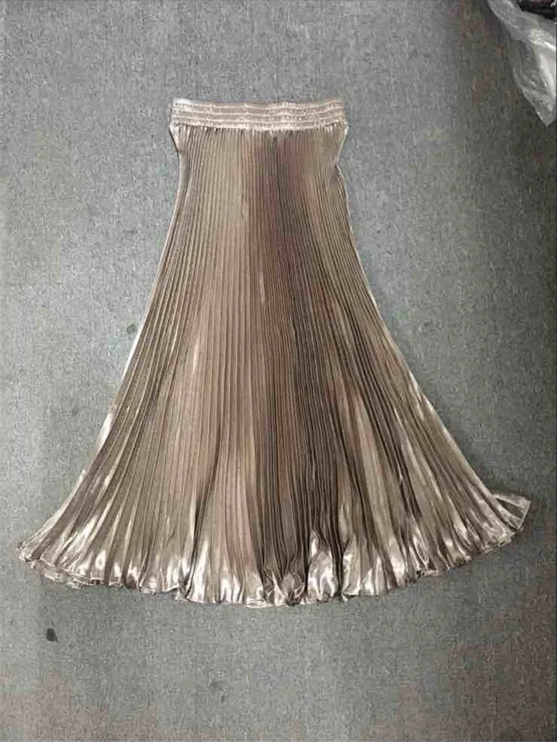 SHENGPALAE, новинка, модная Осенняя большая свободная однотонная плиссированная юбка до середины икры для женщин, 13 цветов, свободная юбка, Faldas Mujer Moda Tide FV318 - Цвет: Khaki