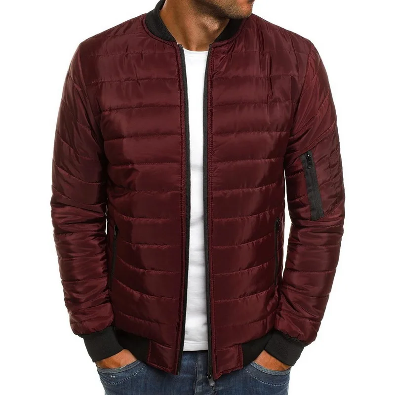 CYSINCOS, мужские облегающие теплые пальто, Осень-зима, мужские,, легкие, ветрозащитные, складываемые куртки, одноцветные куртки, уличная одежда - Цвет: Style2 wine red