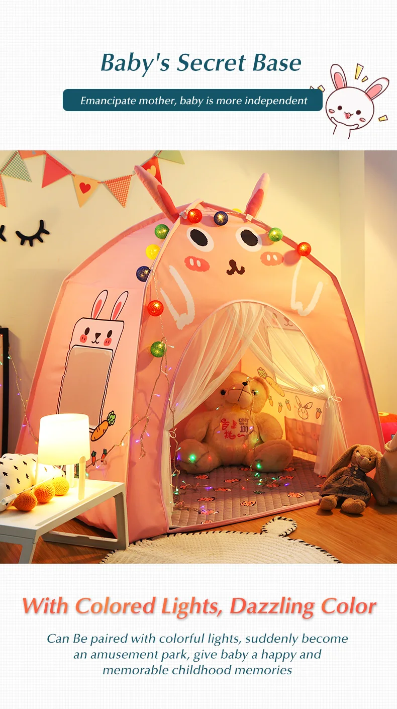 Детский Сияющий домик для игр, Игровая палатка с подсветкой, игровой домик Tipi, 130 см, с карманом на окно, хлопковый коврик для мальчиков и девочек, подарок на день рождения