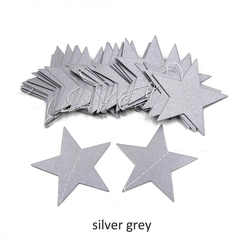 silver grey Дерево Рождественский Декор Бумажная гирлянда занавеска гирлянды 4 м бумага со звездами струнные подвесные украшения для вечеринки с днем рождения Аксессуары - Цвет: silver grey