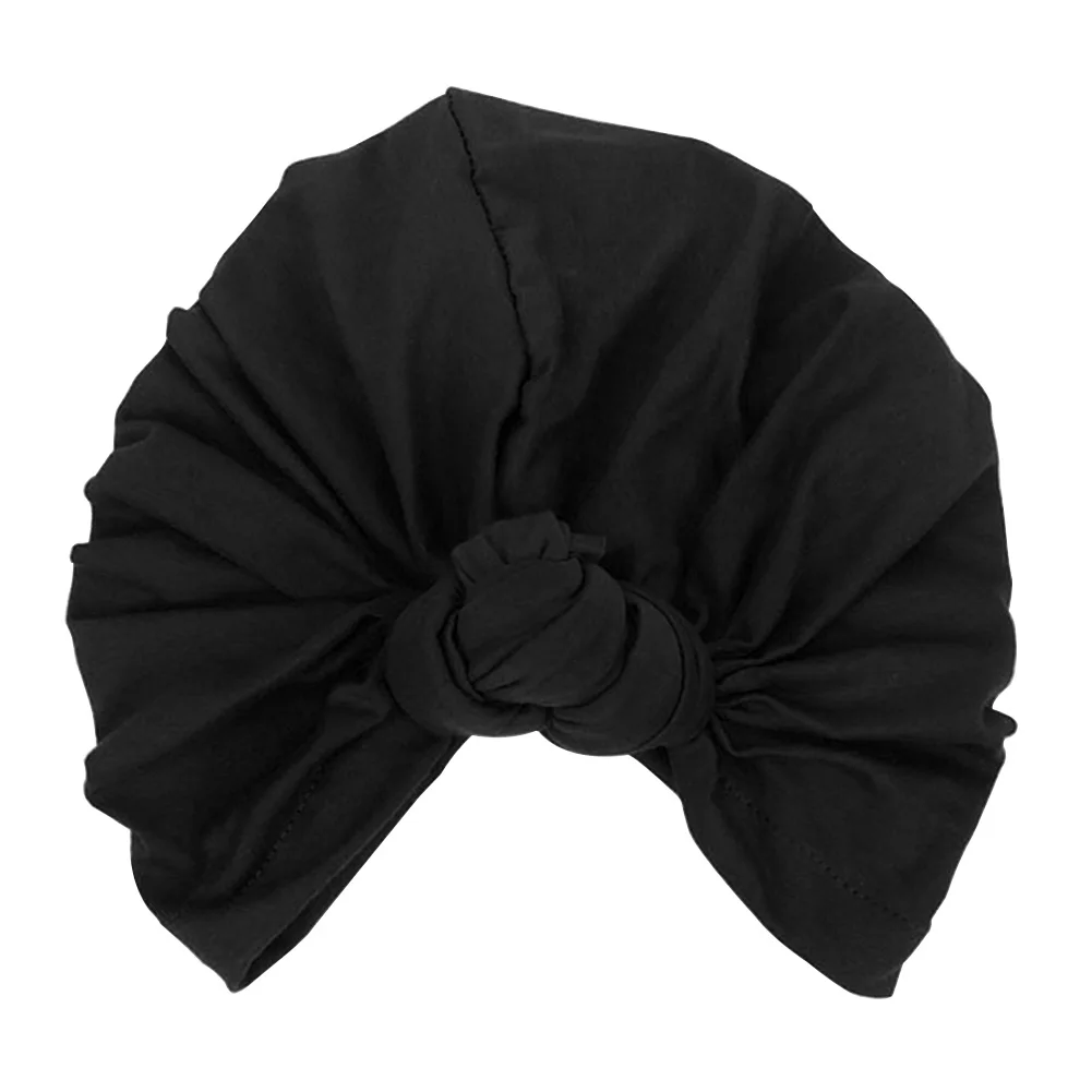 Женские повязки на голову для взрослых, модная кепка chemo, аксессуары, эластичная индийская хлопковая шапка-тюрбан с узлом, одноцветная мягкая шапка на осень
