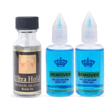 2 бутылки 30 мл для удаления и 1 бутылка 15 мл ультра держать волос системы клеи для наращивания ленты/парик шнурка/закрытие