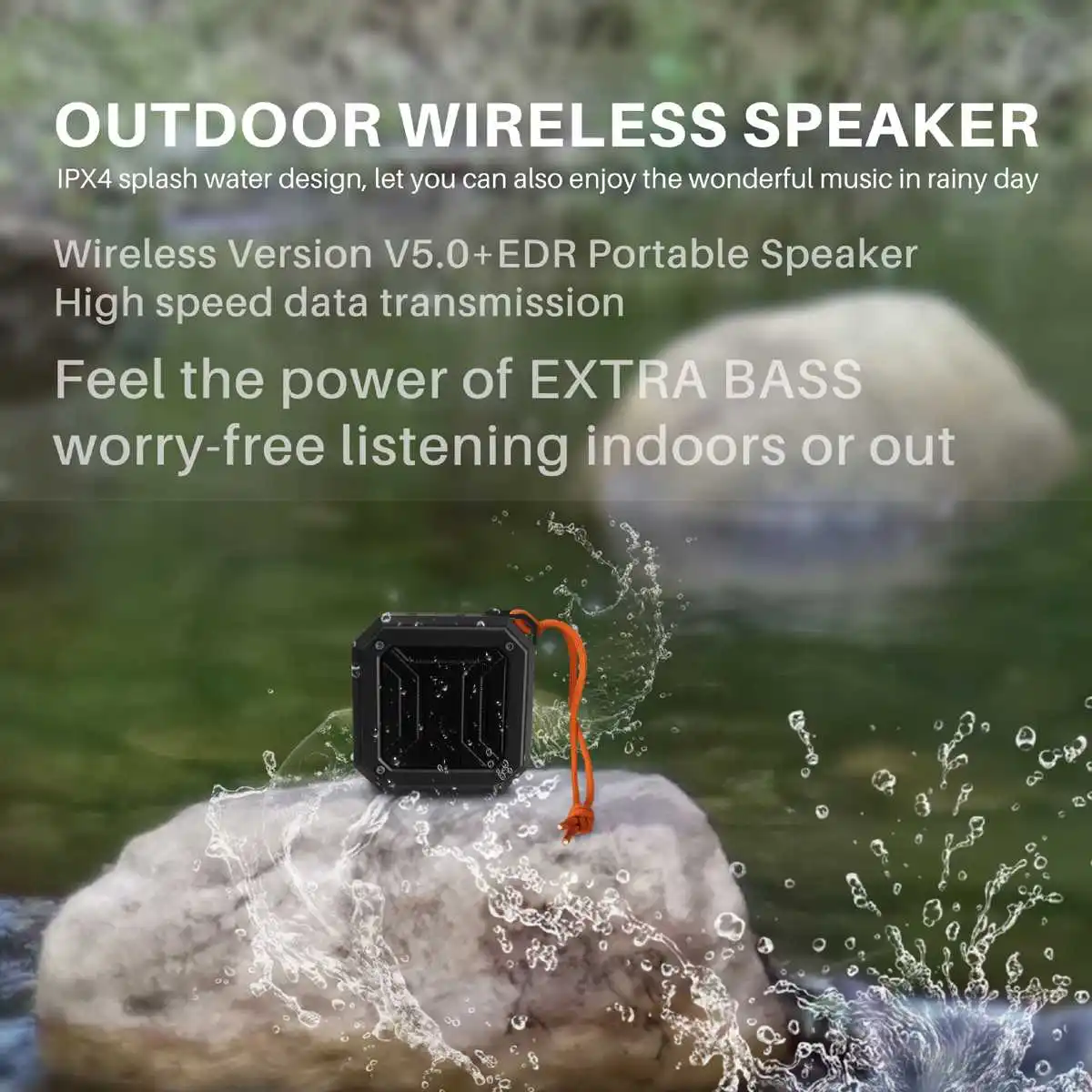 Водонепроницаемый беспроводной bluetooth динамик открытый динамик "Hands Free" Вызов fm-радио bluetooth 5,0 время воспроизведения 20 ч 1200 мАч