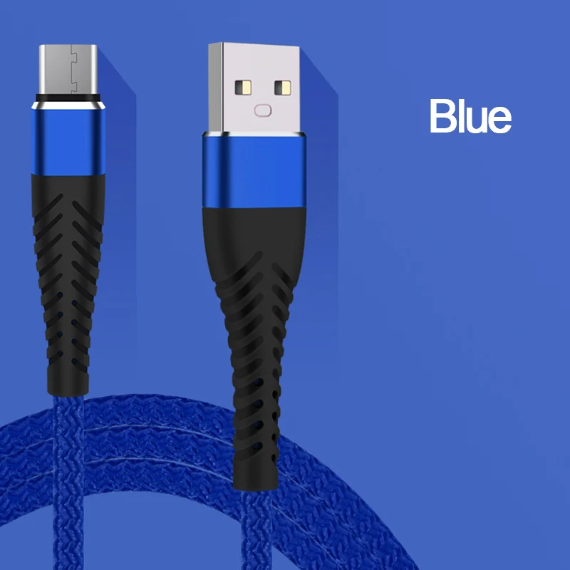 Синий 8Pin/type C/Кабель зарядного устройства микро-usb шнур для передачи данных для мобильного телефона для iphone IOS Android samsung USB-C длинный провод для зарядки 25 см/1 м/2 м/3 м - Цвет: Синий