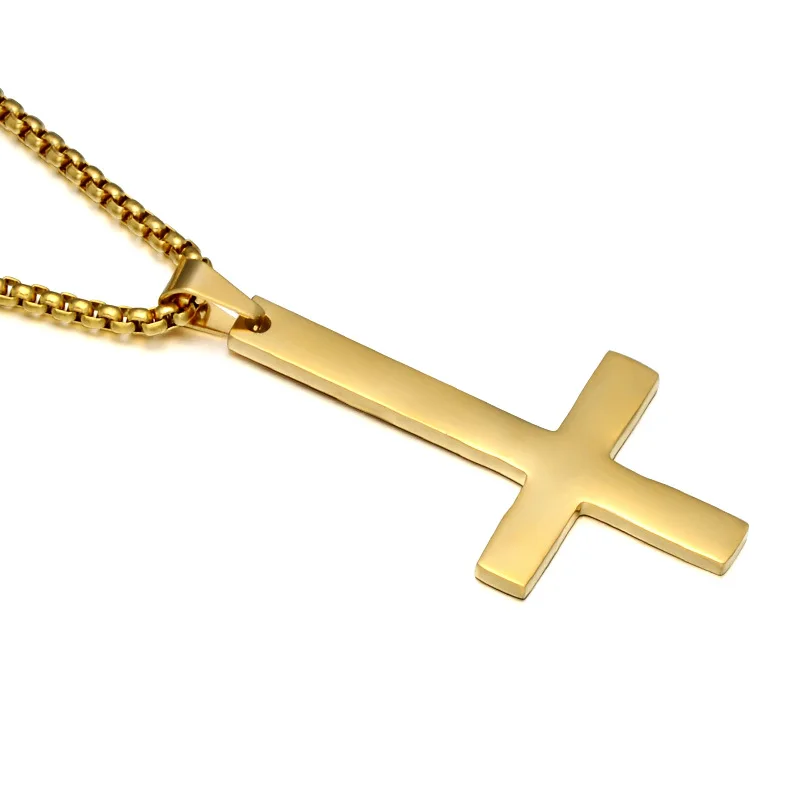 Модный перевёрнутый крест из нержавеющей стали кулон ожерелье сатана Панк ювелирные изделия цепи для мужчин женщин мальчиков анти-Христианский подарок