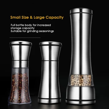 

Pepper Grinder Salt Shaker Best Spice Mill with Brushed Stainless Steel Ceramic Blades Adjustable Coarseness Home Kitchen Tools