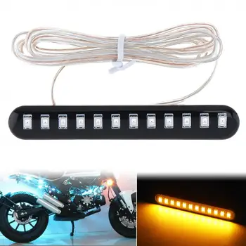 

1pcs 12V 6W 3000K Waterproof Motorcycle Turn Signal 12 LED Light Indicator Flexible Motorbike Streamer License Plate Lamp
