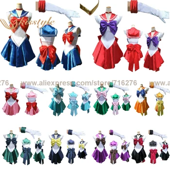 

Pretty Soldier Sailor Moon/ Venus/Jupiter/Mercury/Mars/Saturn/Uranus/Neptune/Pluto/Chibi Female Adults/Baby/Kids Cosplay Costume