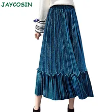 JAYCOSIN одежда женская модная однотонная бархатная плиссированная юбка женская Повседневная Длинная юбка трапециевидной формы с высокой талией для девочек осень-зима 1030